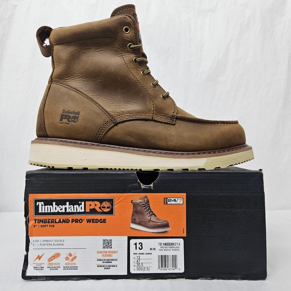 Timberland PRO Wedge 6 Inch Work Boots TB1A5SXH214 Brown Leather Men Size 13